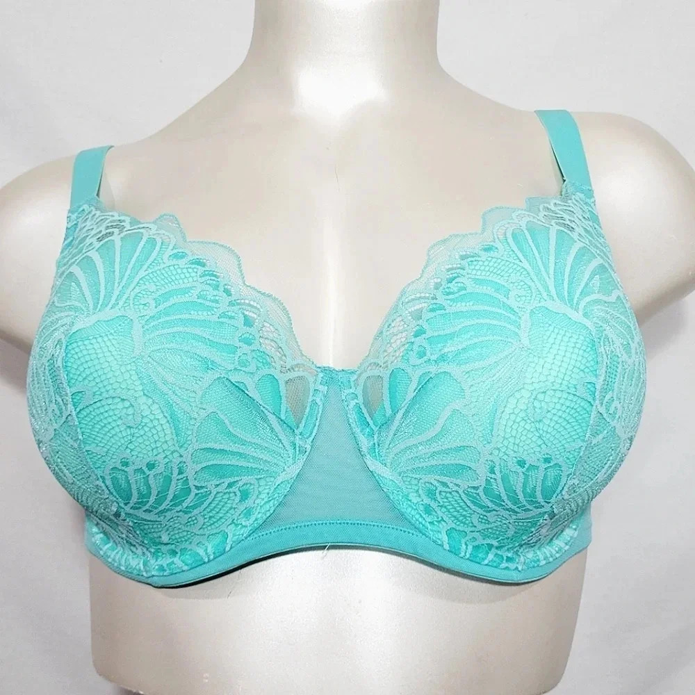 36DD Paramour 135061‎ Tempting Floral Lace Underwire Bra Spa Green NWT
